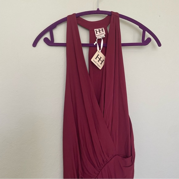 Haute Hippie Bordeaux Racer Back Criss Cross Front Dress - Picture 2 of 7
